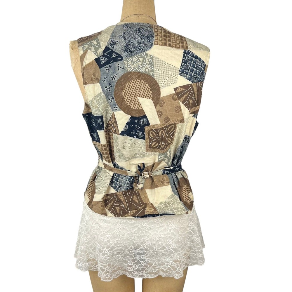 Vintage Effeci Patchwork Vest Beaded Button Front… - image 6